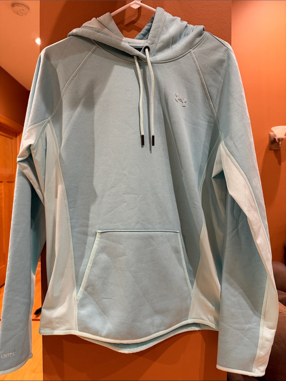 Under Armour Light Aqua Pullover Hoodie with White Side Panels